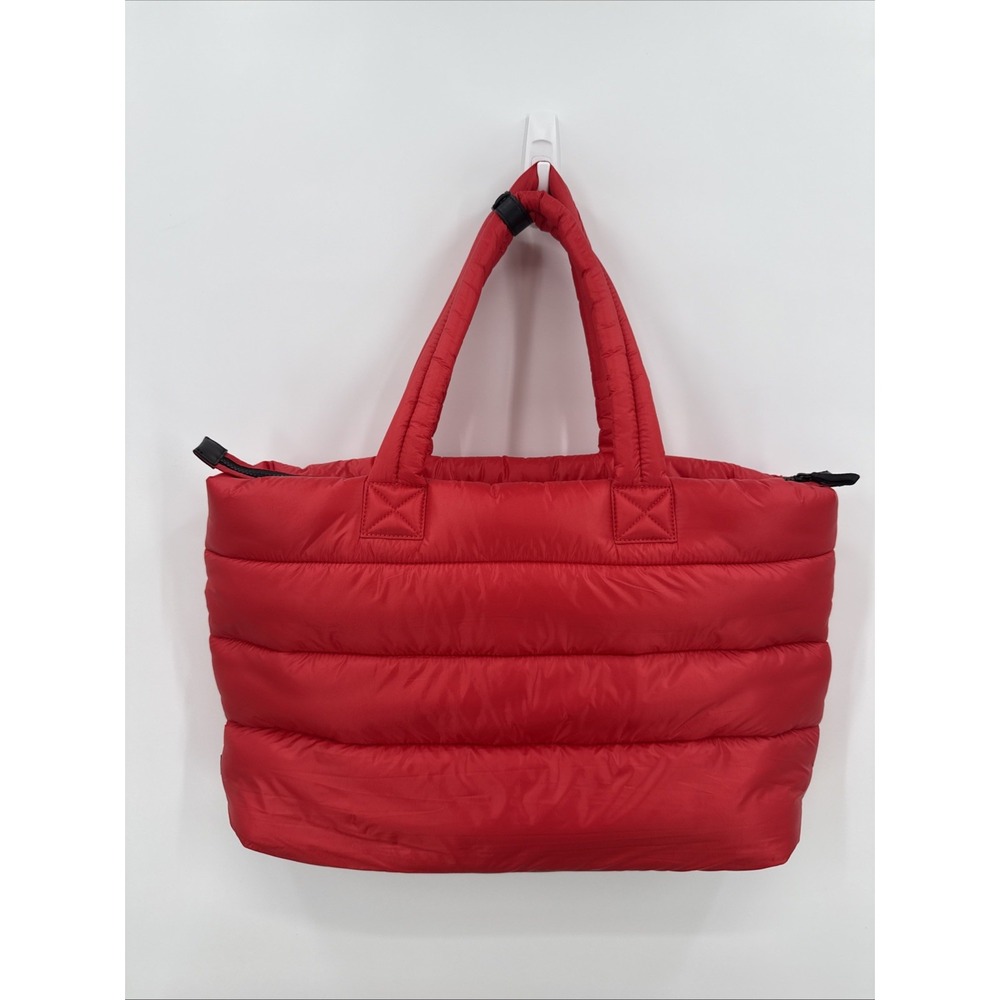 TNA Aritzia Womens Red Puffer Large Tote Shoulder Bag Gym Travel Modern Style